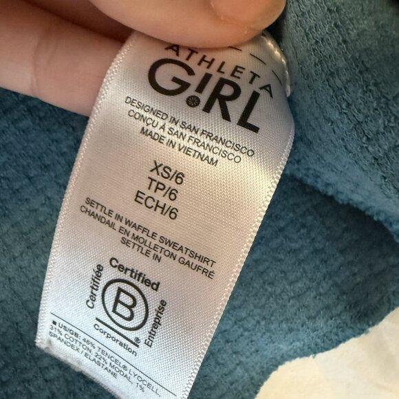 Athleta Girl's Long Sleeve Textured Top Henley Dark Teal Blue Green XS 6 - Picture 3 of 8